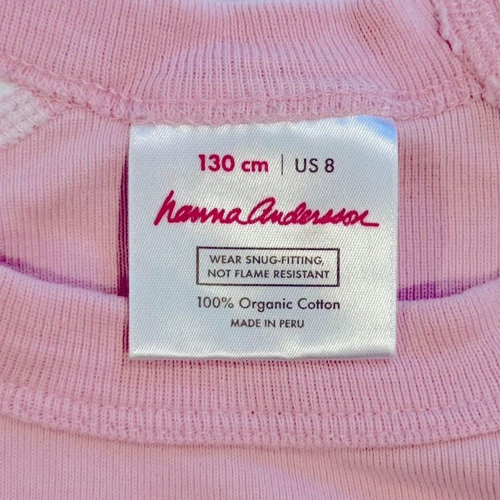 Hanna Andersson Pink Cat Pajamas Girls 8 130 cm Long Johns Organic Cotton Stripe